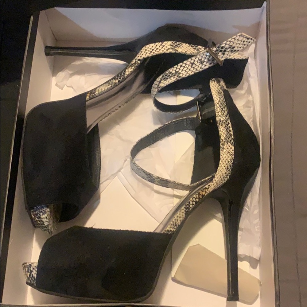 Black strappy heels